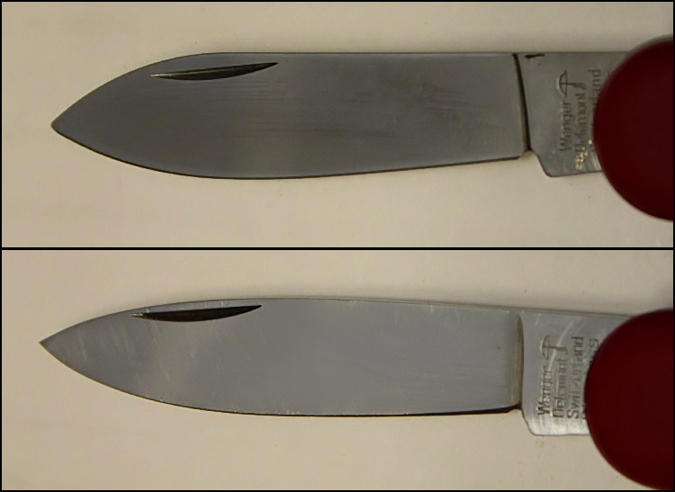 Later (top) and earlier (bottom) 85mm blades