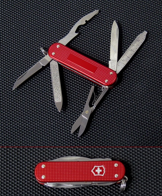 The Victorinox Drifter was first manufactured in April 2012 for the USA Dealer Swiss Bianco in limited quantity.  The first versions were done in Red anodized Alox handles and features that standard silver outlined Victorinox shield.