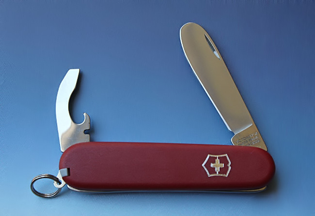 A Victorinox MY FIRST EcoLine with mat nylon scales.
Model no: 2.2363
