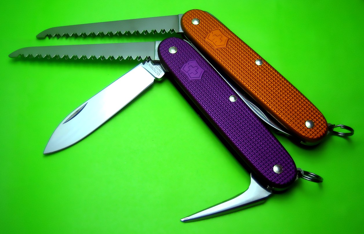 The 93mm Bushcrafter is a Victorinox 'special run' model for dealer SwissBianco.  It has been produced in various colors.