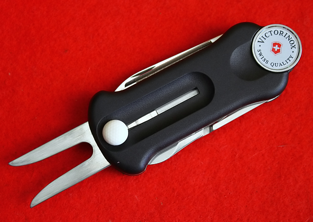 Victorinox GolfTool with a One-Handed Retractable Divot Repair Tool.