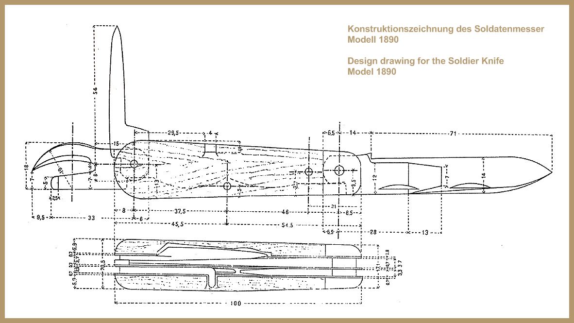 Design Drawing for the Original Soldier Knife - Model 1890